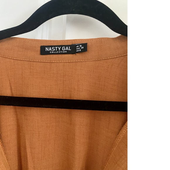 NASTY GAL Orange/Bronze/Sienna V-Neck Maxi-Dress (Size 6US) - Picture 8 of 10